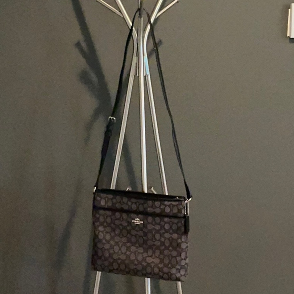 Coach Signature Black and Gray Shoulder Bag